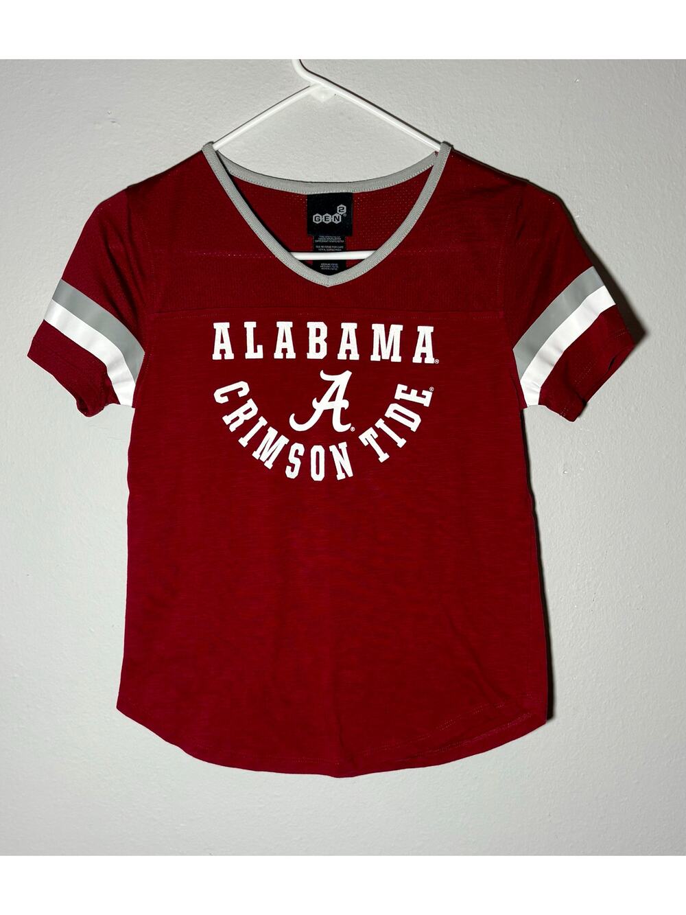 Alabama Crimson Tide Women’s V-neck Red & Gray Jersey NCAA Sz Medium